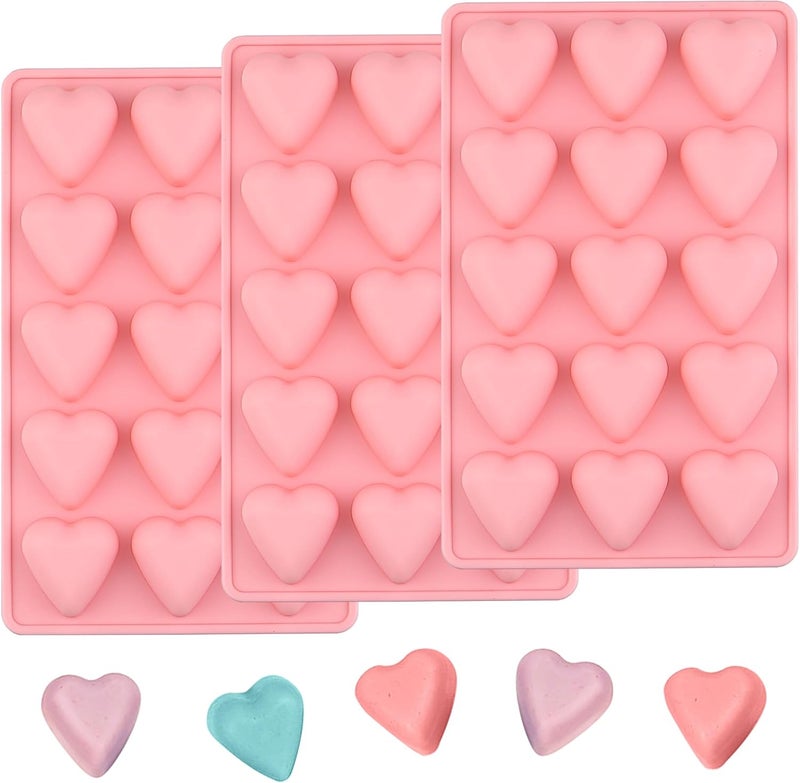 EDUEE Heart Chocolate Molds Valentine's Candy Molds 3 pcs Silicone Heart Mold for Resin Jelly Ice Cube Cupcake Cake Topper Decoration - Image 1